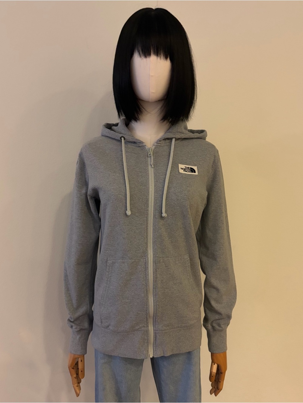 The North Face Womens Grey Full Zip Hoodie Sweatshirt Size XS Patch Logo⁠